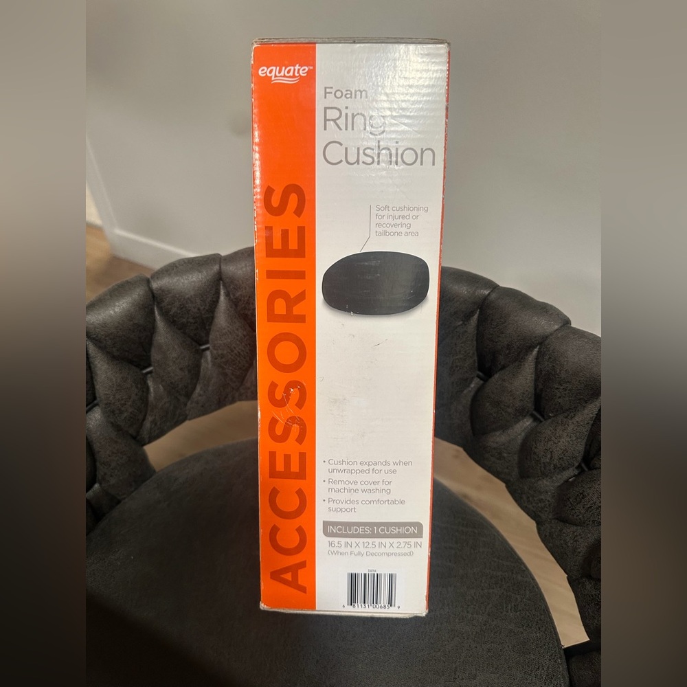 Foam Ring Cushion for seating comfort- New in box Black